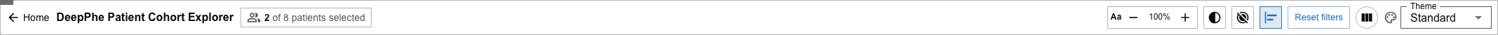The toolbar showing an active "N of total patients selected" count